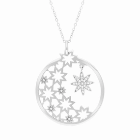 Vixi Jewellery Nova Sterling Silver Round Star Necklace D
