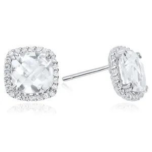 Waterford Jewellery Sterling Silver Cubic Zirconia Cushion Stud Earrings