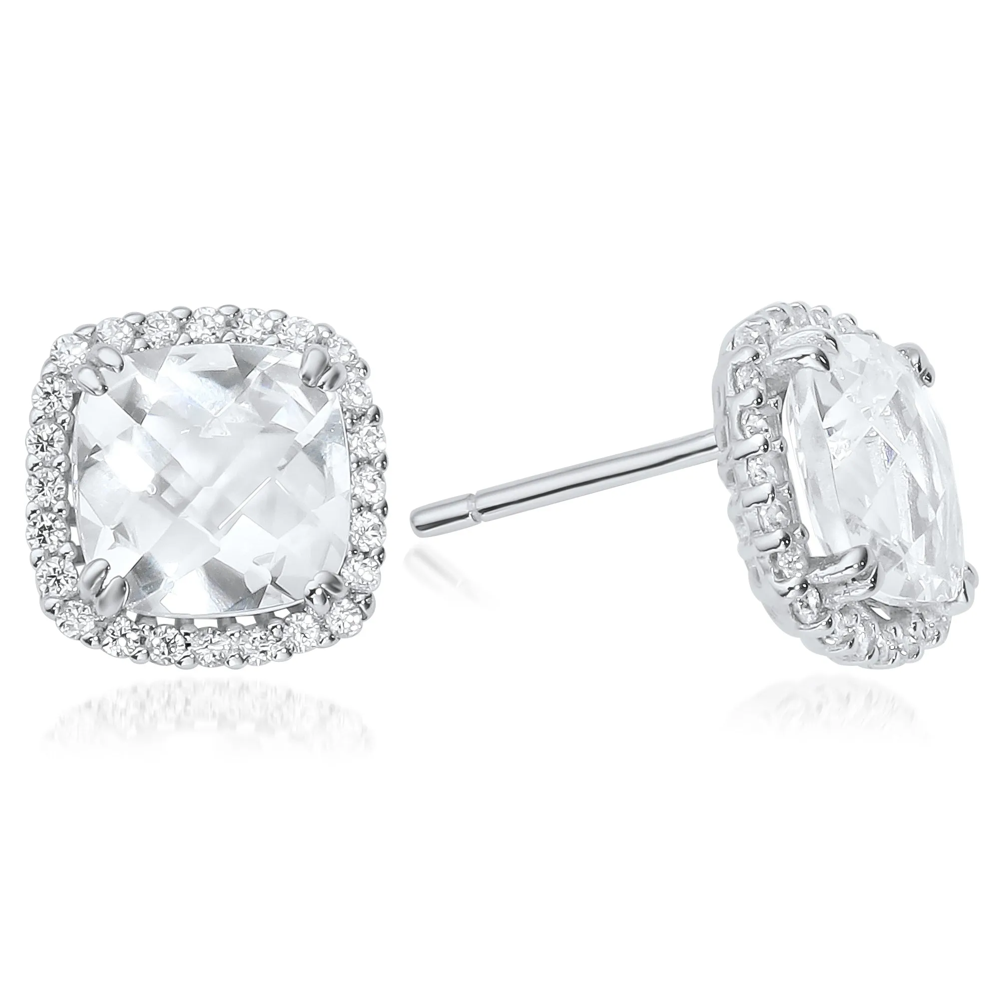 Waterford Jewellery Sterling Silver Cubic Zirconia Cushion Stud Earrings