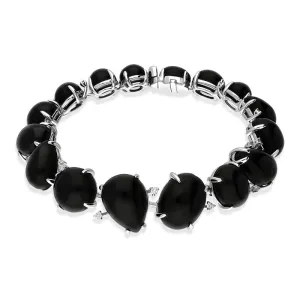 Whitby Jet Bracelet Organic Design Set With Diamonds 18ct White Gold D