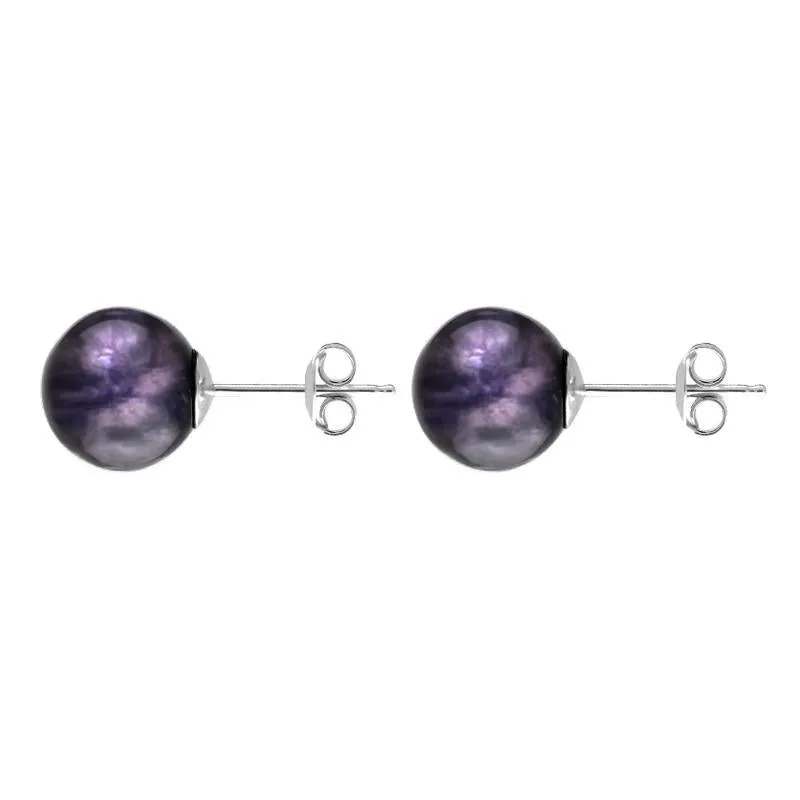 White Gold Blue John 6mm Ball Stud Earrings