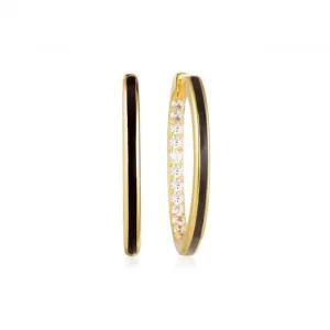 White Zirconia Black Enamel Ellera Nero X-Grande Earrings SJ-E22030-BECZ-YG