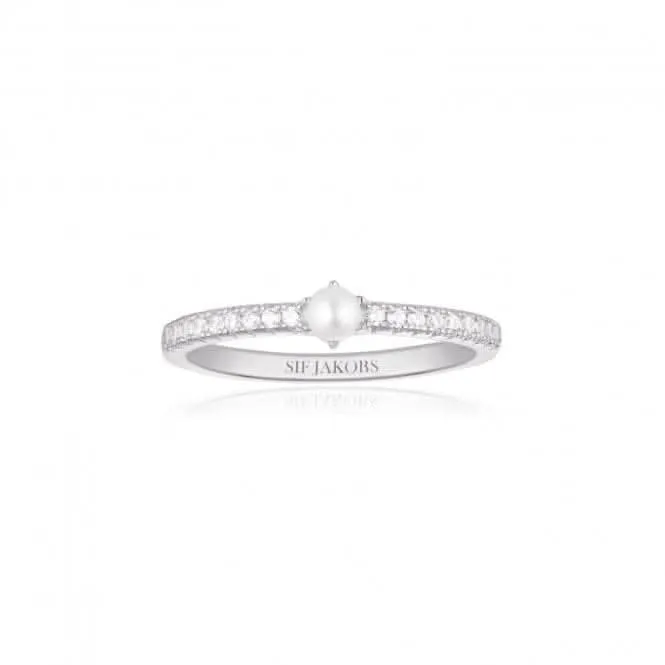 White Zirconia Ellera Perla Uno Ring SJ-R12284-CZ-SS