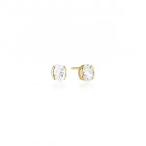 White Zirconia Ellisse Carezza Earrings SJ-E2350-CZ-YG