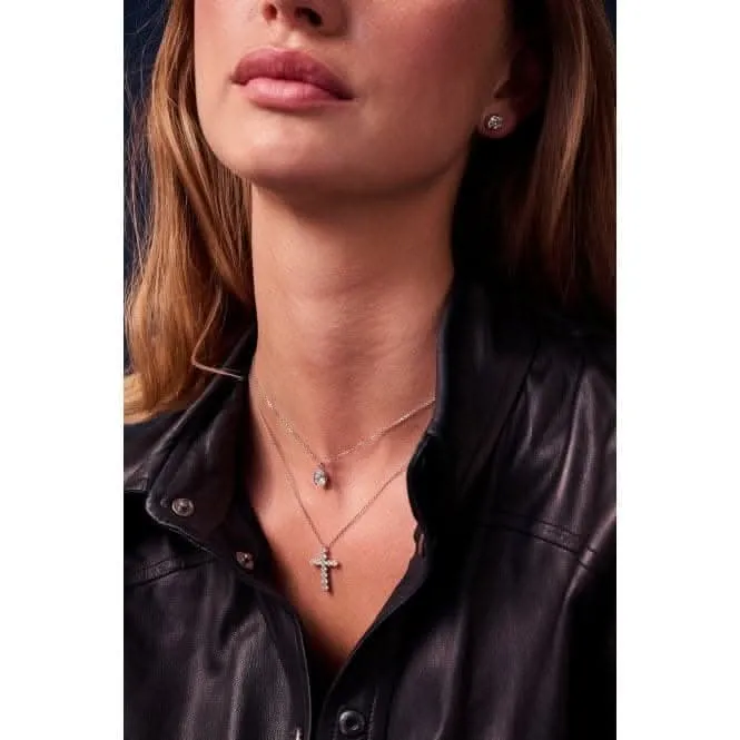 White Zirconia Ellisse Carezza Necklace SJ-N2353-CZ