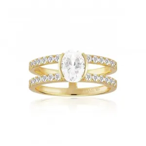 White Zirconia Ellisse Carezza Piccolo Ring SJ-R2357-CZ-YG