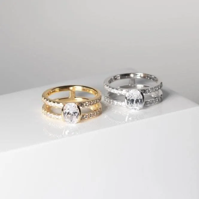 White Zirconia Ellisse Carezza Piccolo Ring SJ-R2357-CZ-YG