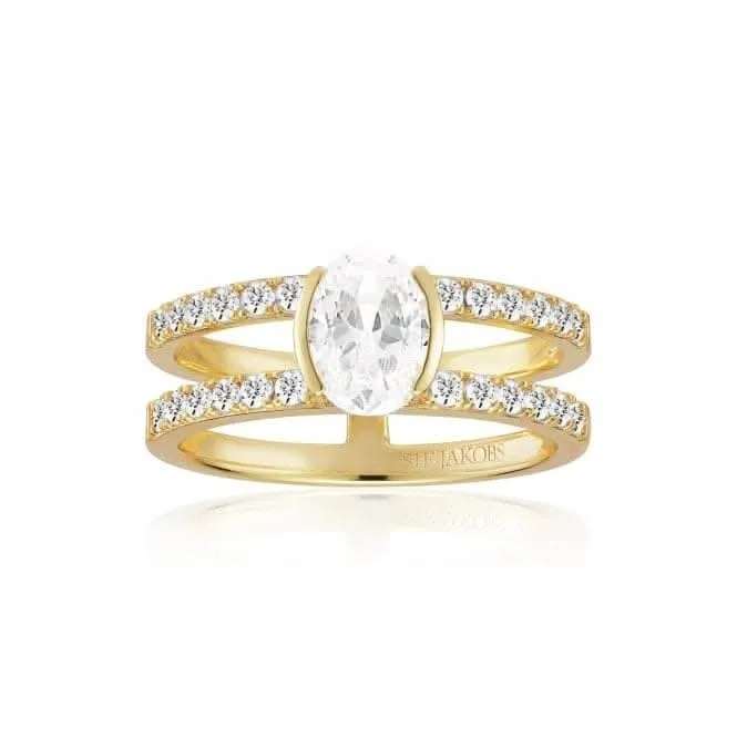 White Zirconia Ellisse Carezza Piccolo Ring SJ-R2357-CZ-YG