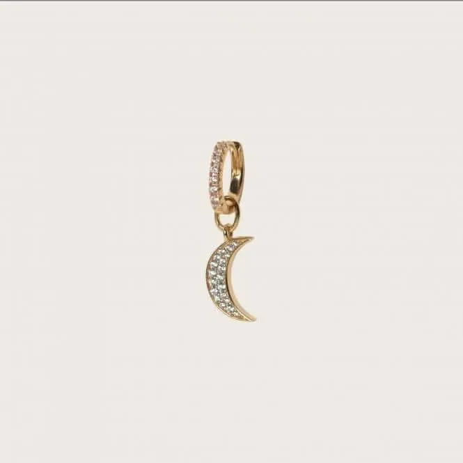 White Zirconia Luna Earring Charm SJ-CH2380-CZ-YG