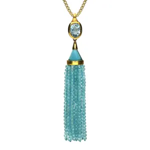Yellow Gold Oval Aquamarine Cascade Necklace