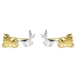 Yellow Gold Plated Sterling Silver Santa's Sleigh Stud Earrings