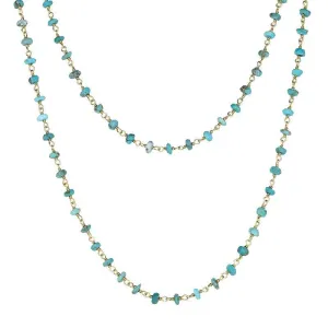 Yellow Gold Plated Sterling Silver Turquoise 4mm Bead Chain Link Necklace