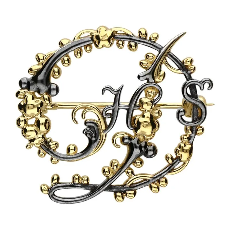 Yellow Gold Sterling Silver Plated Style & Fashion Devonshire Logo Brooch D