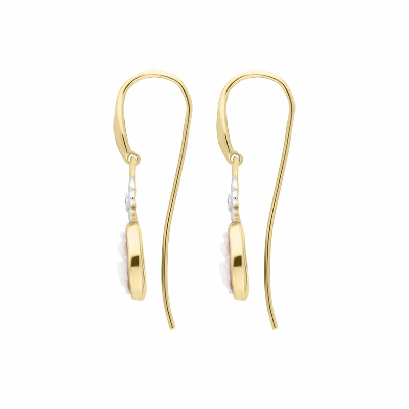 Yellow Gold Plated Sterling Silver Cubic Zirconia Cameo Oval Flower Drop Earrings D
