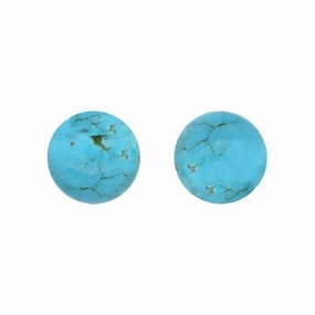 Yellow Gold Turquoise 6mm Ball Stud Earrings
