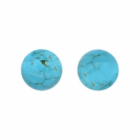 Yellow Gold Turquoise 8mm Ball Stud Earrings
